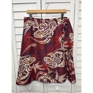 Talbots 100% Silk Paisley Floral A-Line Tie Belt Wrap Skirt Size 12